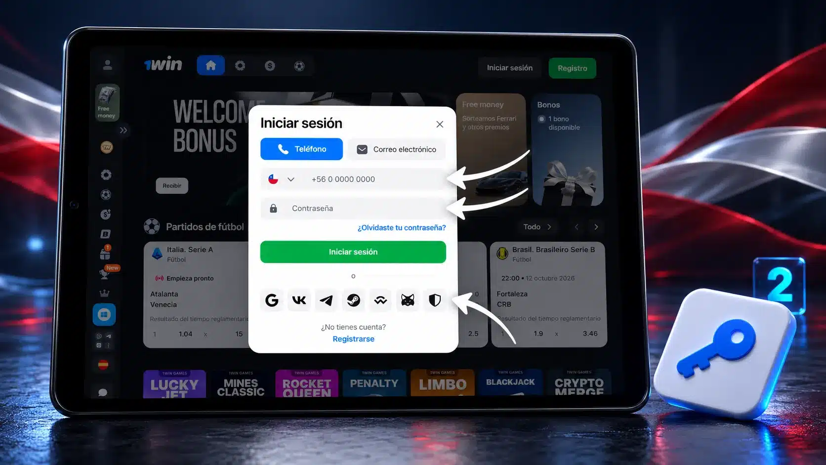 Si usas teléfono o correo, escribe ese dato y tu contraseña. Si utilizas una red social vinculada, elige esa alternativa en lugar de introducir datos de otra cuenta.